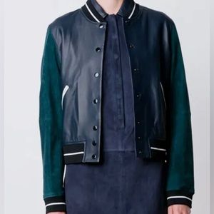 RAG & BONE Alix Varsity Leather/suede Jacket size L but fits like a M